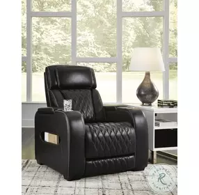 Boyington Black Leather Power Recliner with Adjustable Headrest