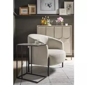 Waverly Beige and Soft Matte Black Rectangular Stone Top Drink Table