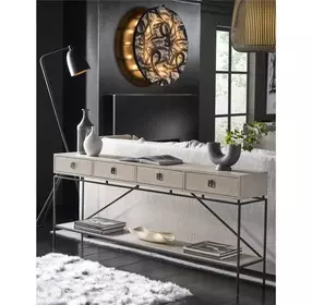 Waverly Rolling Fog and Black Rectangular Long Console Table