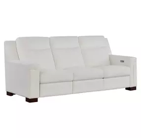 Mixon White 93" Dual Power Reclining Sofa with USB Charging