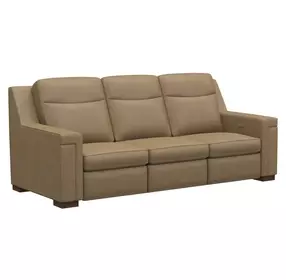 Mixon Brown Leather 93" Dual Power Reclining Sofa with USB Charging