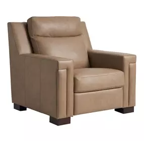 Flexwell Brown Leather Power Recliner with USB Charging