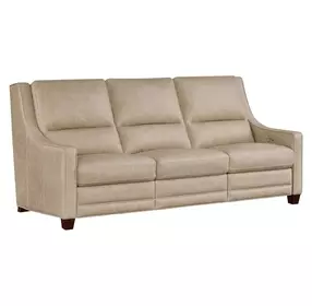 Serene Beige Leather 84" Dual Power Reclining Sofa with USB Charging