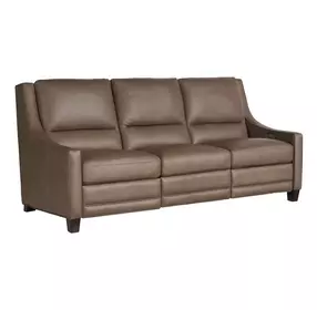 Flexwell Brown Leather 84" Dual Power Reclining Kelce Sofa with USB Charging