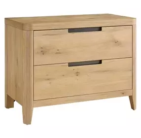 Evermont Organic Natural Oak 2 Drawer Walker Nightstand with USB Charging