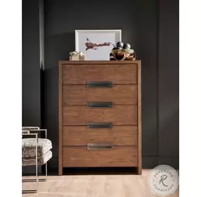Atlas Medium Brown Oak 5 Drawer Chest
