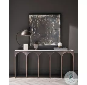 Moda White Banswara And Aged Satin Pewter Console Table