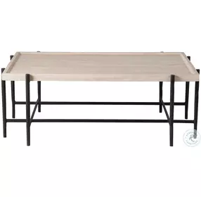 Theron Travertine And Bronze Cocktail Table