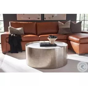 Aspen White Banswara And Antique Nickel Cocktail Table