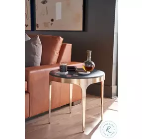 Carmine Black Granite And Antique Champagne End Table