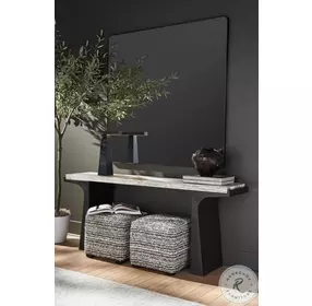 Inkwell White Travertine And Dark Bronze Console Table