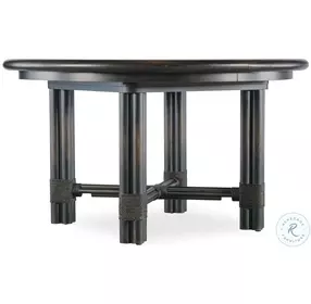 Retreat Dark Wood Rattan Round Extendable Dining Room Set