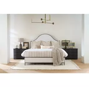 Griffith Park Beige and Gray Queen Upholstered Panel Bed