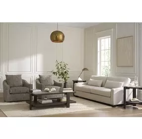 Ezra Sanello Ivory Upholstered Swivel Chair