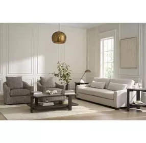 Evermont Sable and Dark Gray Round Travertine Top Side Table