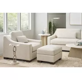 Brooklyn Monique Linen Performance Fabric Rectangular Ottoman