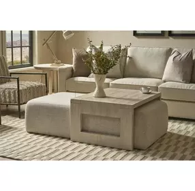 Abode Monique Linen and River Rock Upholstered Nesting Occasional Table Set