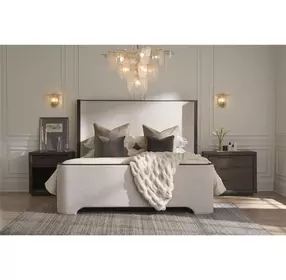 Modern Beige and Sable Queen Upholstered Panel Bed