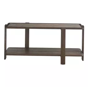 Evermont Sable and Dark Gray Rectangular Travertine Top Console Table