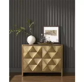 Modern Aged Gold 2 Door Origami Hall Chest