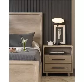 Evermont Desert 2 Drawer Open Nightstand with USB Charging and LED