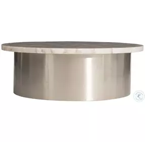 Shimla White Agate Marble And German Silver Cocktail Table