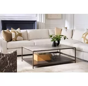 Montclair Brindle and Smoked Gold Rectangular Travertine Top Cocktail Table