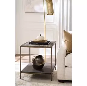 Ashford Brindle and Smoked Gold Rectangular Travertine Top End Table