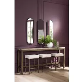 Montclair Brindle and Smoked Gold Rectangular Travertine Top Console Table with Stools