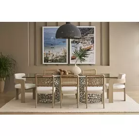 Oasis Antique Nickel 100" Rectangular Glass Top Dining Table