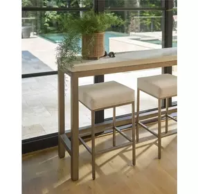 Azure Antique Brass and Nomad Snow Performance Fabric Counter Height Console Stool