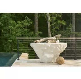Oasis White Concrete Free Form Cliffside Outdoor Console Table