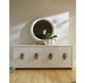 Azure White Coral Round Wall Mirror