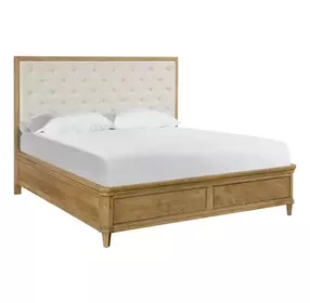 Birchaven Beige and Natural King Upholstered Storage Panel Bed