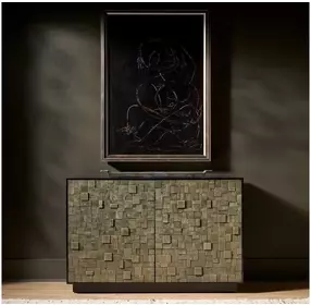 Evermont Matte Black and Pyrite 2 Door Cosmo Hall Chest