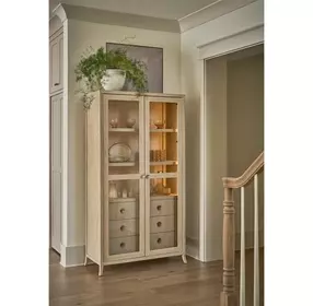 Elegance Brown 2 Door Display Cabinet with LED