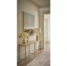 Elegance Amalfi Cream and Desert Gold Rectangular Stone Top Console Table