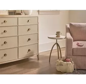 Elegance Desert Gold and Amalfi Cream Round Stone Top Side Table