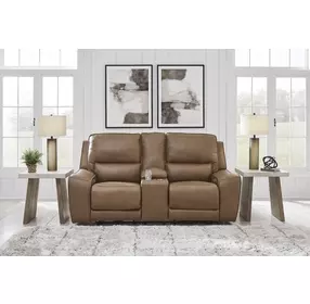 Silverbrooke Caramel Leather 81" Zero Gravity Power Reclining Loveseat with USB Charging