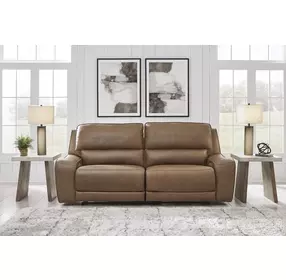 Silverbrooke Caramel Leather 92" Zero Gravity Power Reclining Sofa with USB Charging