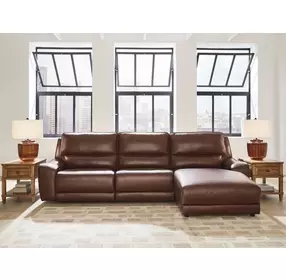 Silverbrooke Canyon Leather 3 Piece Modular Reclining Sectional with RAF Chaise and USB Charging