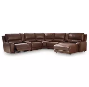 Silverbrooke Canyon Leather 7 Piece Modular Reclining Sectional with USB Charging and Storage Consoles