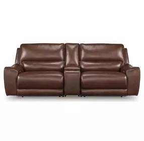 Silverbrooke Canyon Leather 3 Piece Modular Power Reclining Sectional with USB Charging and Storage Console