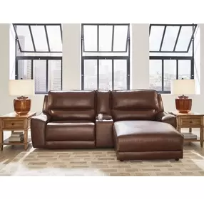 Silverbrooke Canyon Leather 3 Piece Modular Power Reclining Sectional with RAF Chaise and USB Charging
