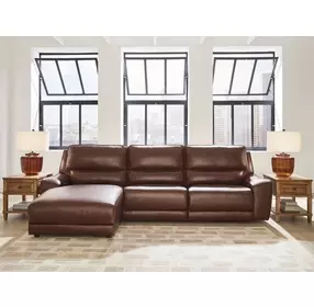 Silverbrooke Canyon Leather 3 Piece Modular Reclining Sectional with LAF Chaise and USB Charging