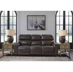 Beadel Smoke Leather 90" Zero Gravity Power Reclining Sofa with USB Charging and LED
