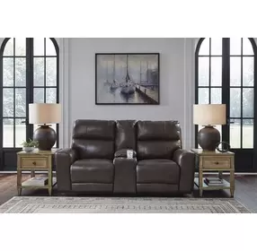 Beadel Smoke Leather 79" Zero Gravity Power Reclining Loveseat with USB Charging