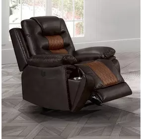Nikko Brown Glider Power Recliner Power Footrest