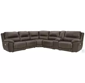 Dunleith Chocolate 6 Piece Power Reclining Sectional
