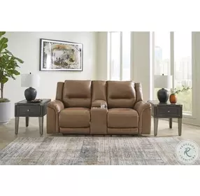 Trasimeno Caramel Power Reclining Console Loveseat